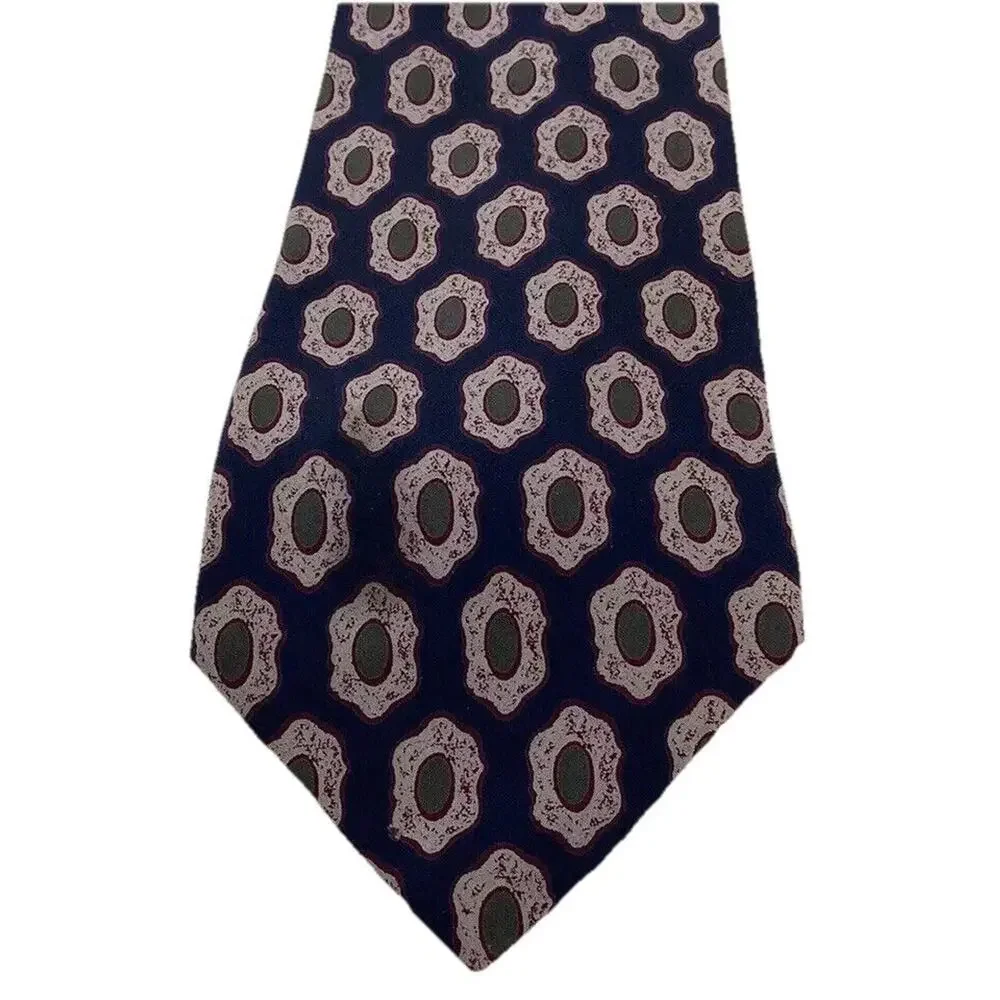 giorgio armani cavatte Men’s Tie 4” navy patterned Italian 100% silk tie necktie